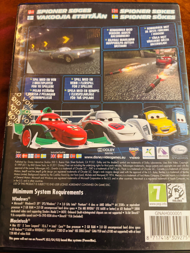 Disney Pixar Cars 2. PC spill.