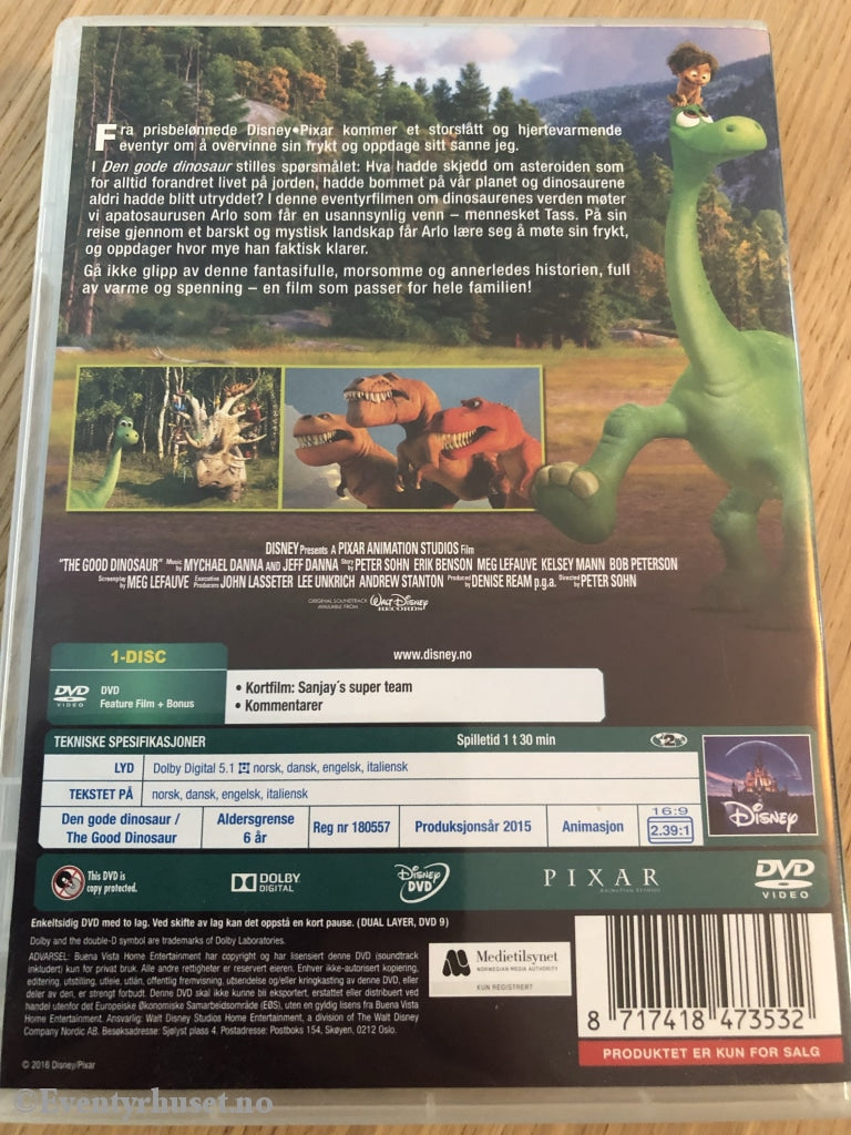 Disney Pixar Dvd. 2015. Den Gode Dinosaur. Dvd
