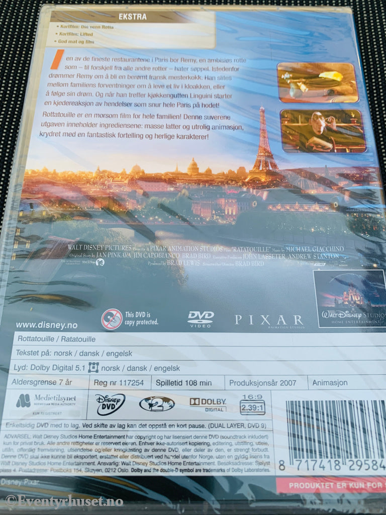 Disney Pixar DVD. Rottatouille. 2007. Ny i plast! DVD