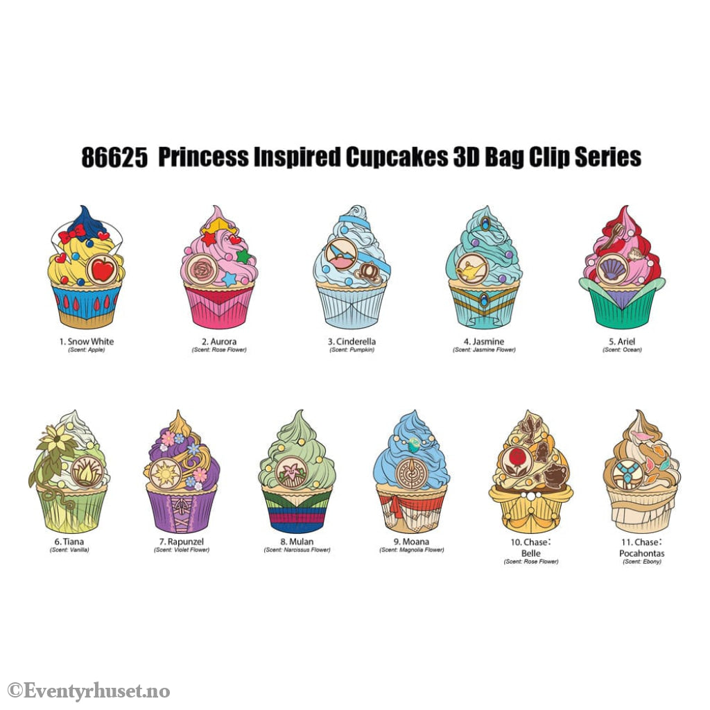 Disney Princess 3D Foam Bag Clips Cupcake Display (24) Fashion & Accessories