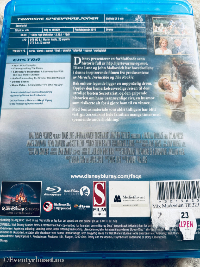 Disney Secretariat. Blu-ray Disc. Leiefilm.