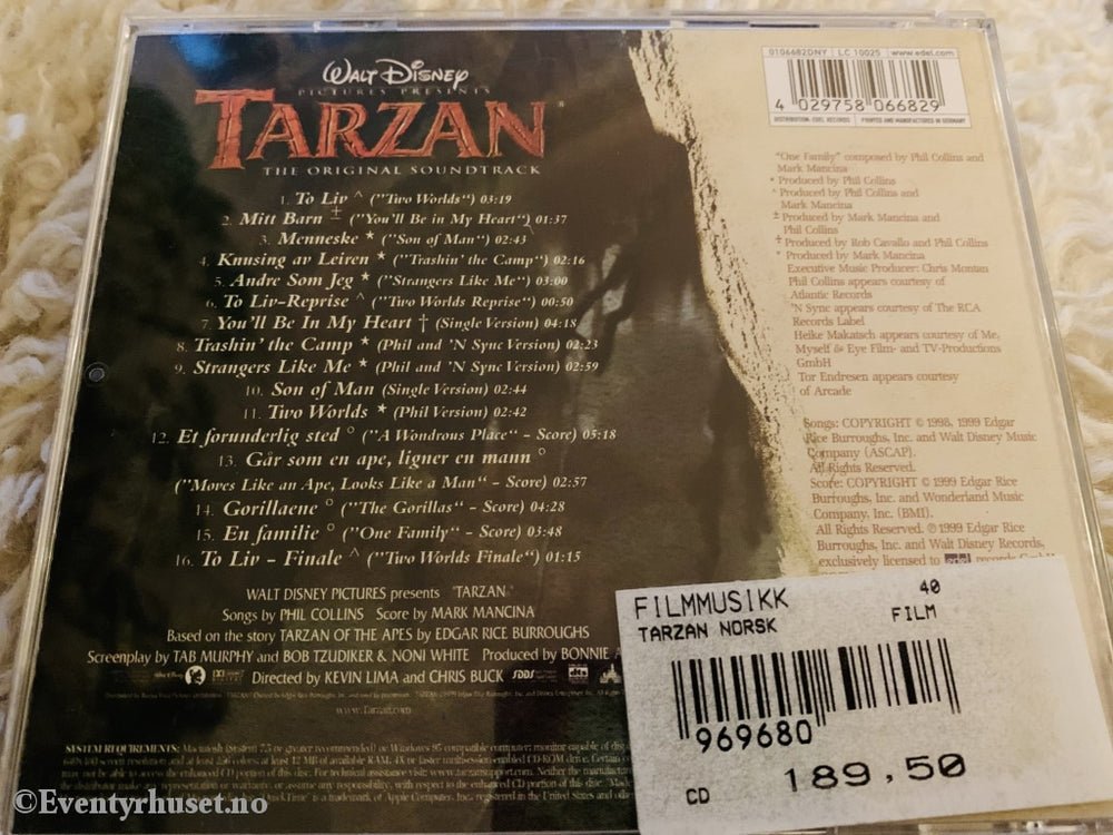 Disney. Tarzan. Cd. Norsk Original Filmmusikk. Cd