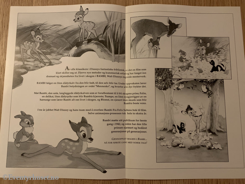 Disney Vaskeseddel/brosjyre. Bambi. 1942. Vaskeseddel/brosjyre