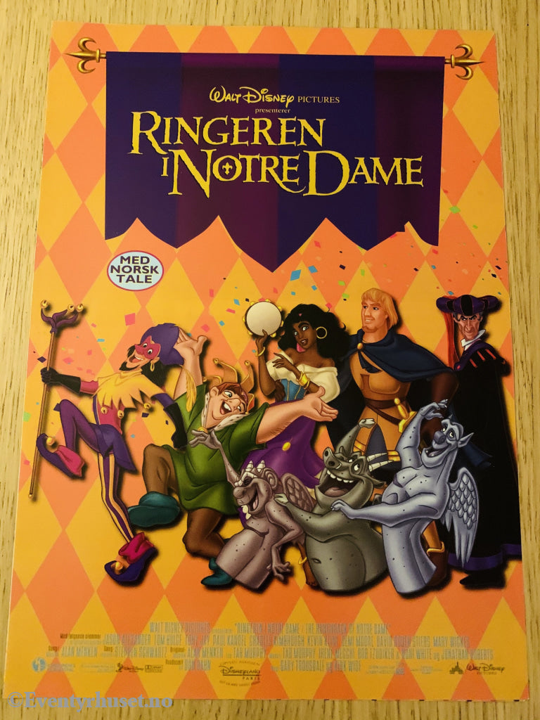 Disney Vaskeseddel/brosjyre. Ringeren I Notre Dame. 1996. Vaskeseddel/brosjyre