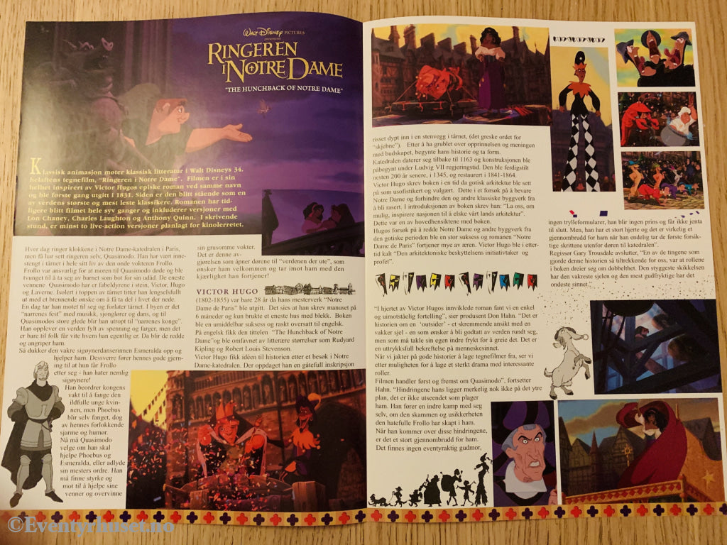 Disney Vaskeseddel/brosjyre. Ringeren I Notre Dame. 1996. Vaskeseddel/brosjyre