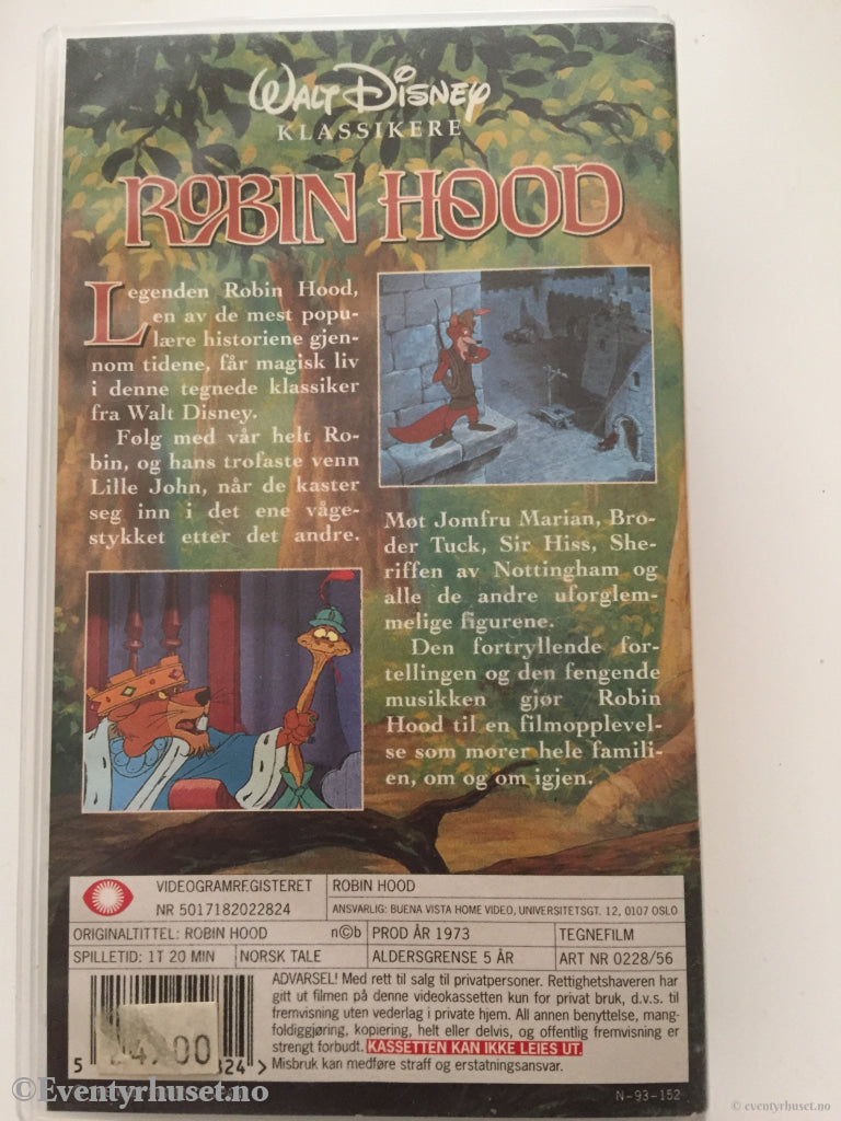 Disney Vhs. 0228/56. Robin Hood. Vhs