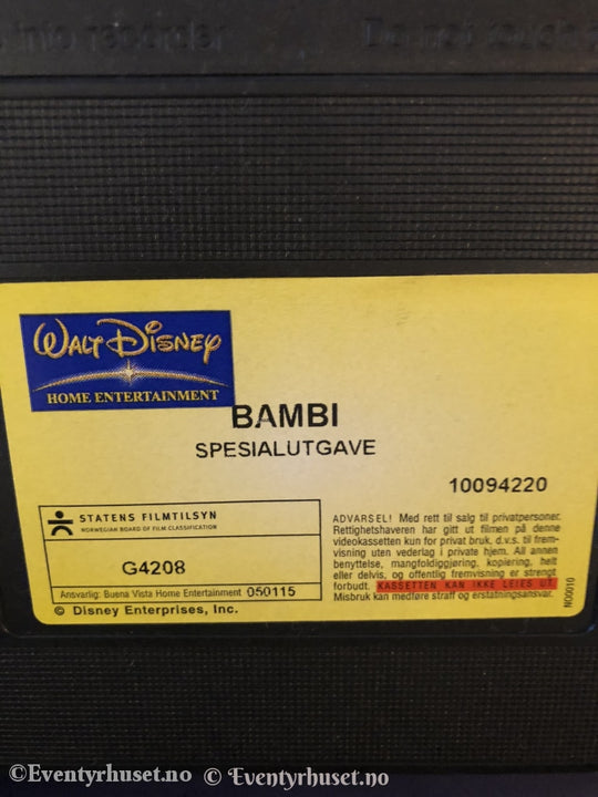 Disney Vhs. 10094220. Bambi - Spesialutgave. Vhs