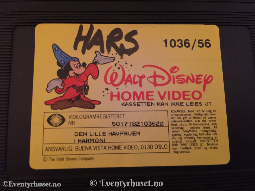 Disney Vhs. 1036/56. Den Lille Havfruen. I Harmoni. Vhs