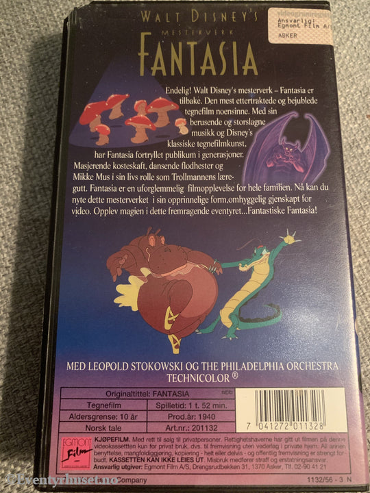 Disney Vhs. 1132/56-3. Fantasia. Vhs