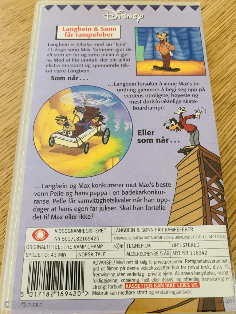 Disney Vhs. 116942. Langbein Og Sønn - & Får Rampefeber. Vhs