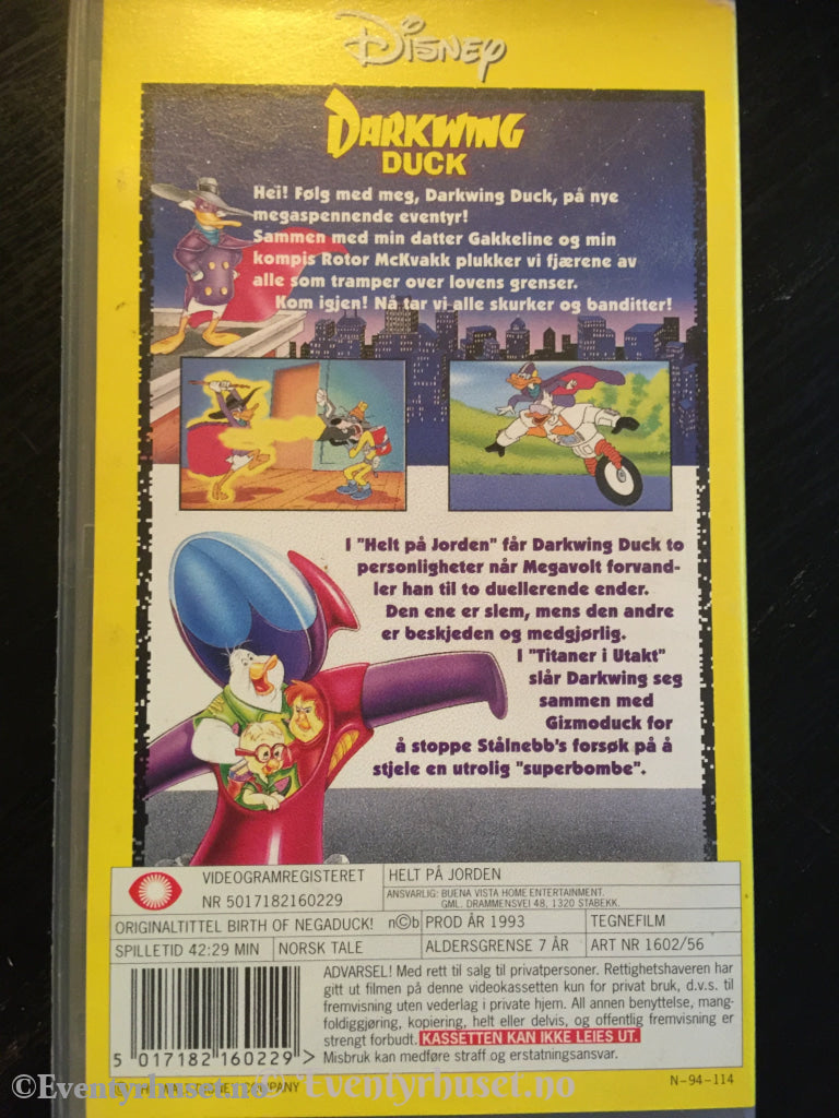 Disney Vhs. 1602/56. Darkwing Duck - Helt På Jorden. Vhs