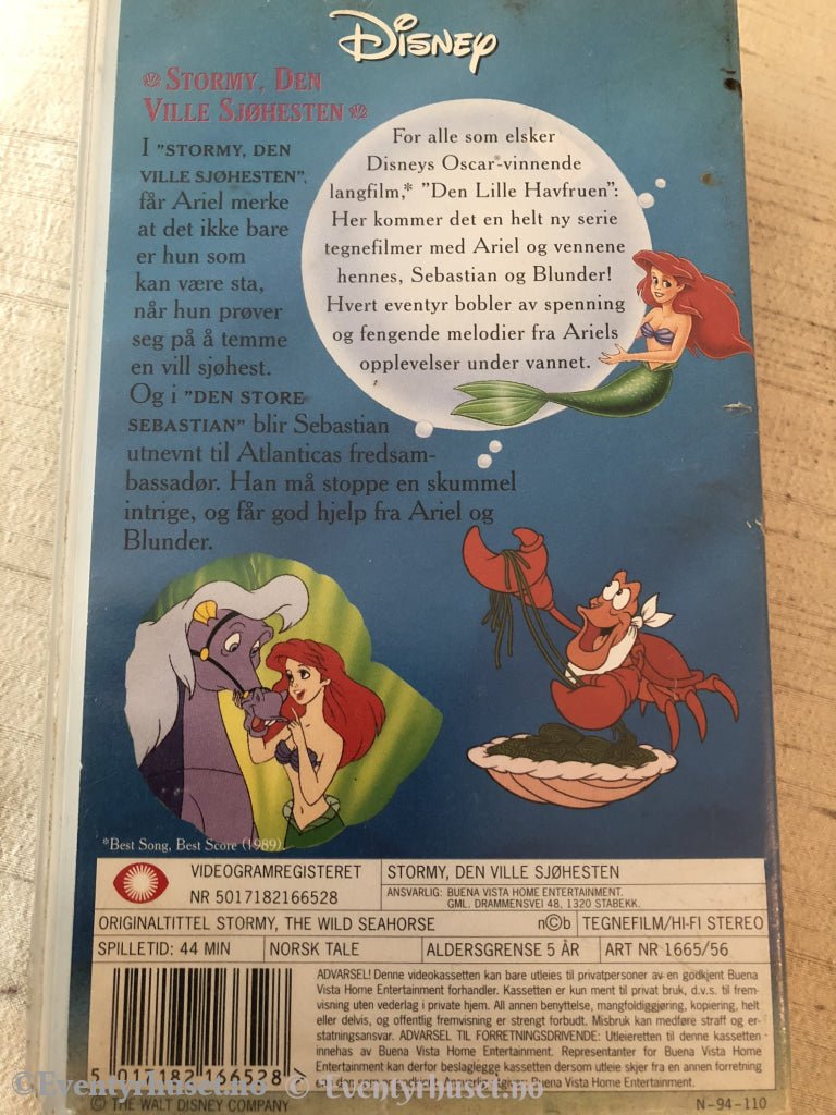 Disney Vhs. 1665/56. Den Lille Havfruen - Stormy Den Ville Sjøhesten. Vhs