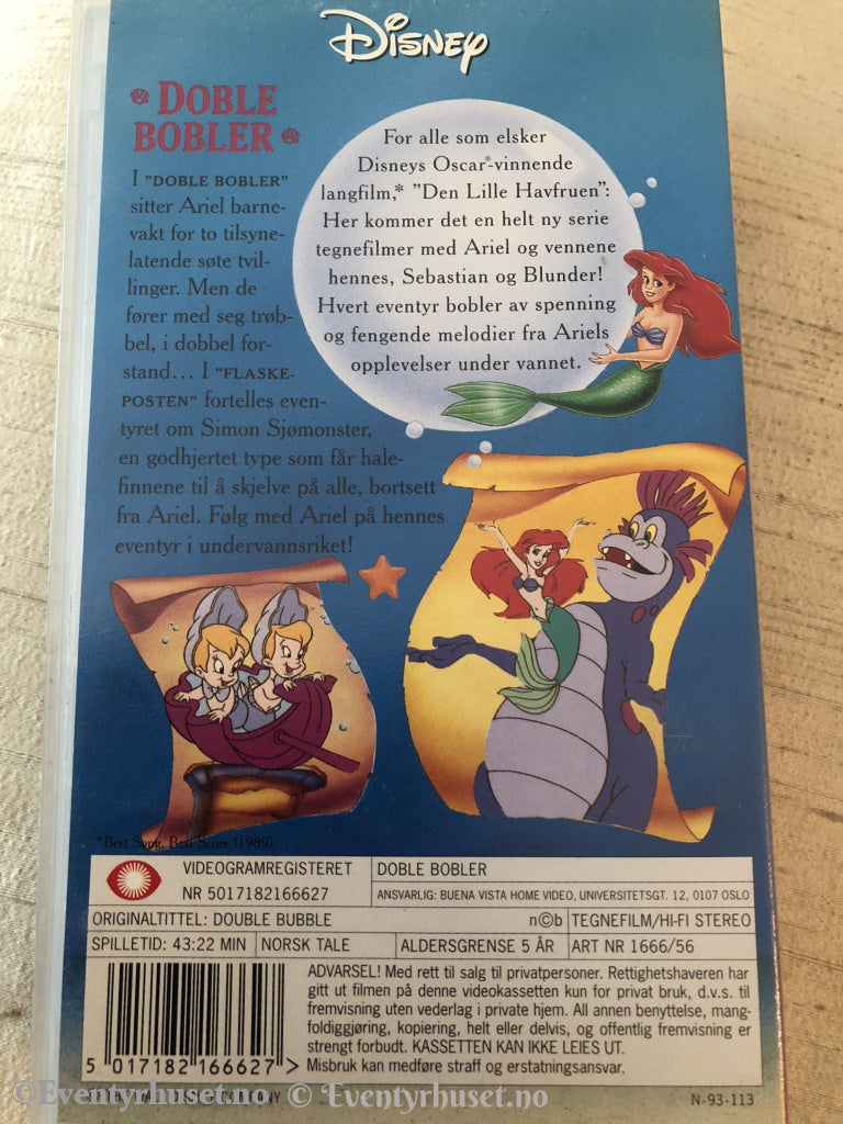 Disney Vhs. 1666/56. Den Lille Havfruen - Doble Bobler. Vhs