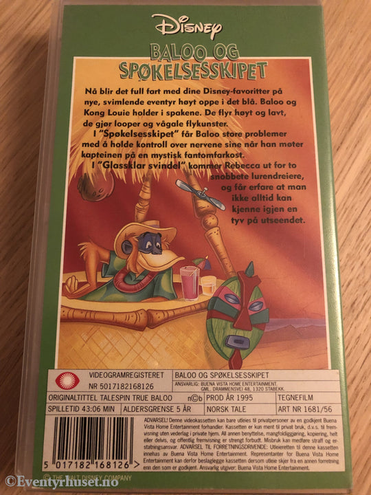 Disney Vhs. 1681/56. Bjørnen Baloo - Luftens Helt. Og Spøkelsesskipet. Vhs