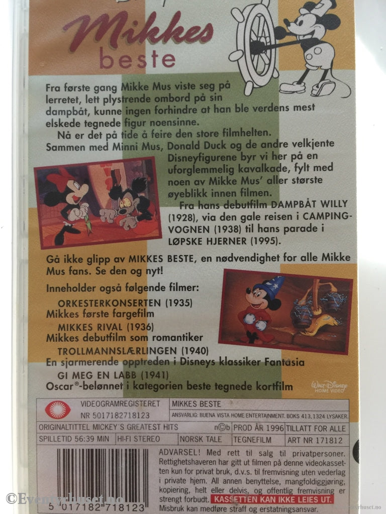 Disney Vhs. 171812. Mikkes Beste. Vhs