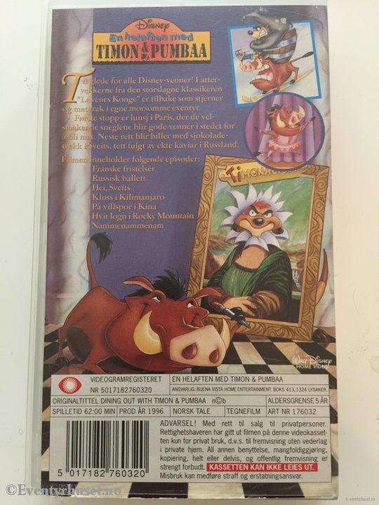 Disney Vhs. 176032. En Helaften Med Timon Og Pumbaa. Vhs