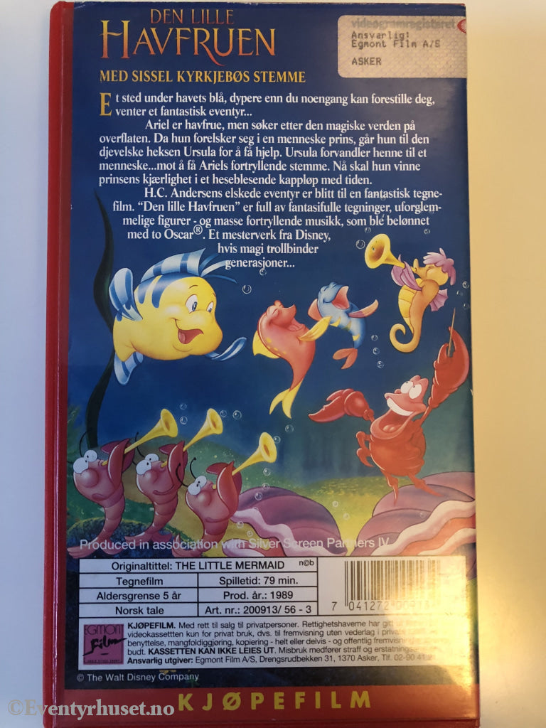 Disney Vhs. 20019/56-3. Den Lille Havfruen. Vhs