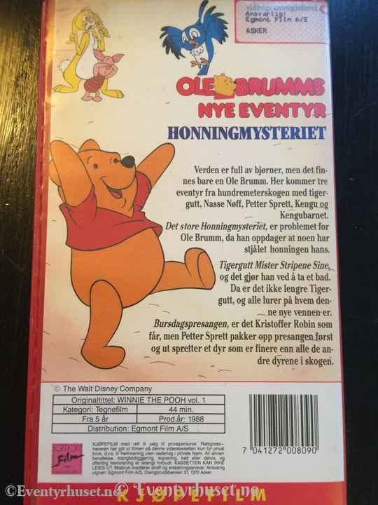 Disney Vhs. 200809/56-3. Ole Brumms Nye Eventyr - Honningmysteriet. 1988. Vhs