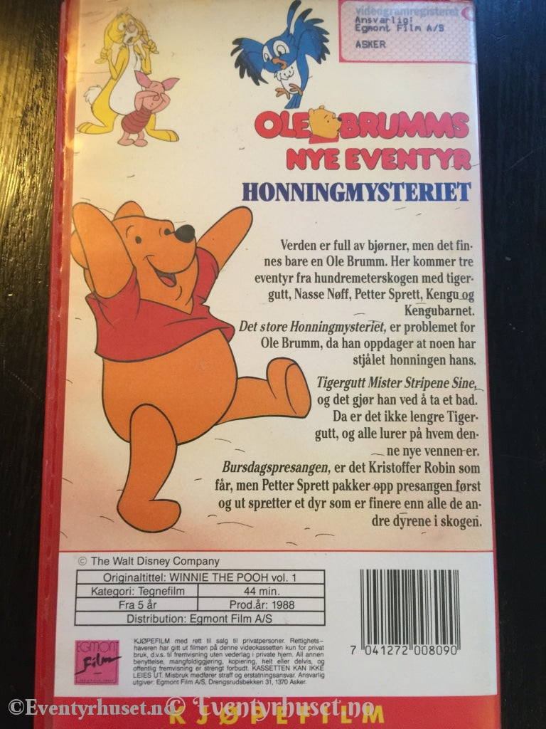 Disney Vhs. 200809/56-3. Ole Brumms Nye Eventyr - Honningmysteriet. 1988. Vhs