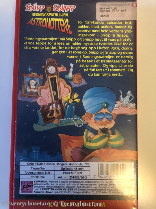 Disney Vhs. 201055/56-3. Snipp Og Snapp - Astronøttene. Vhs