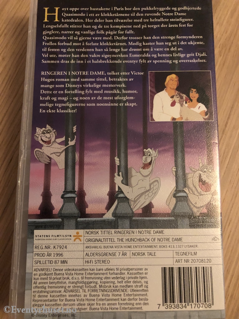 Disney VHS. 20708120. Ringeren I Notre Dame. – Eventyrhuset