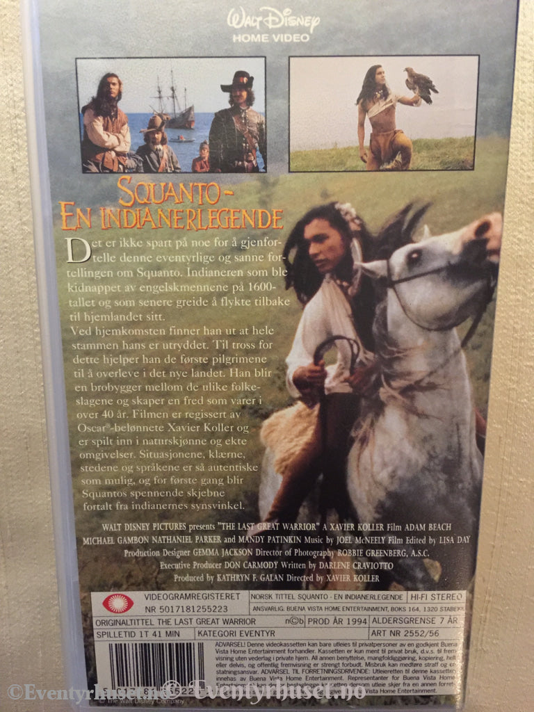 Disney Vhs. 2552/56. Squanto - En Indianerlegende. 1994. Vhs