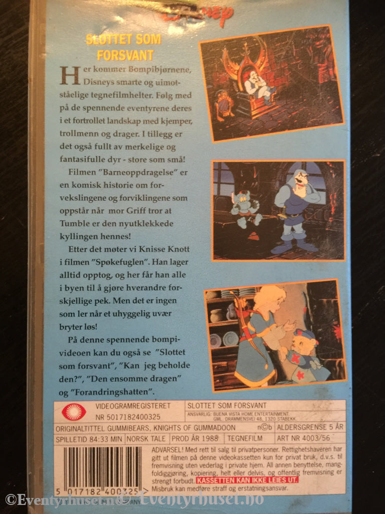 Disney Vhs. 4003/56. Bompibjørnene - Slottet Som Forsvant. 1988. Vhs