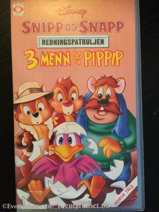 Disney Vhs. 4097/56. Snipp Og Snapp - Redningspatruljen. 3 Menn Pippip. Vhs