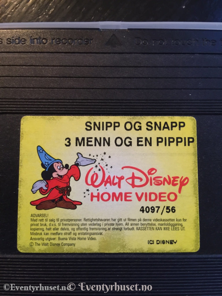 Disney Vhs. 4097/56. Snipp Og Snapp - Redningspatruljen. 3 Menn Pippip. Vhs