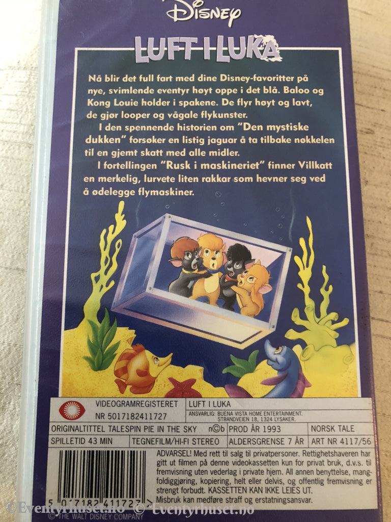 Disney Vhs. 141172. Bjørnen Baloo - Luftens Helt. Luft I Luka. Vhs