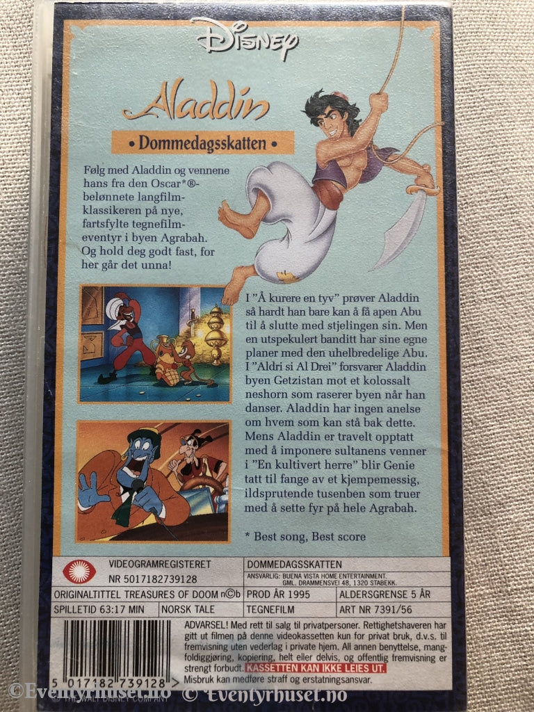 Disney Vhs. 7391/56. Aladdin. Dommedagsskatten. 1995. Vhs
