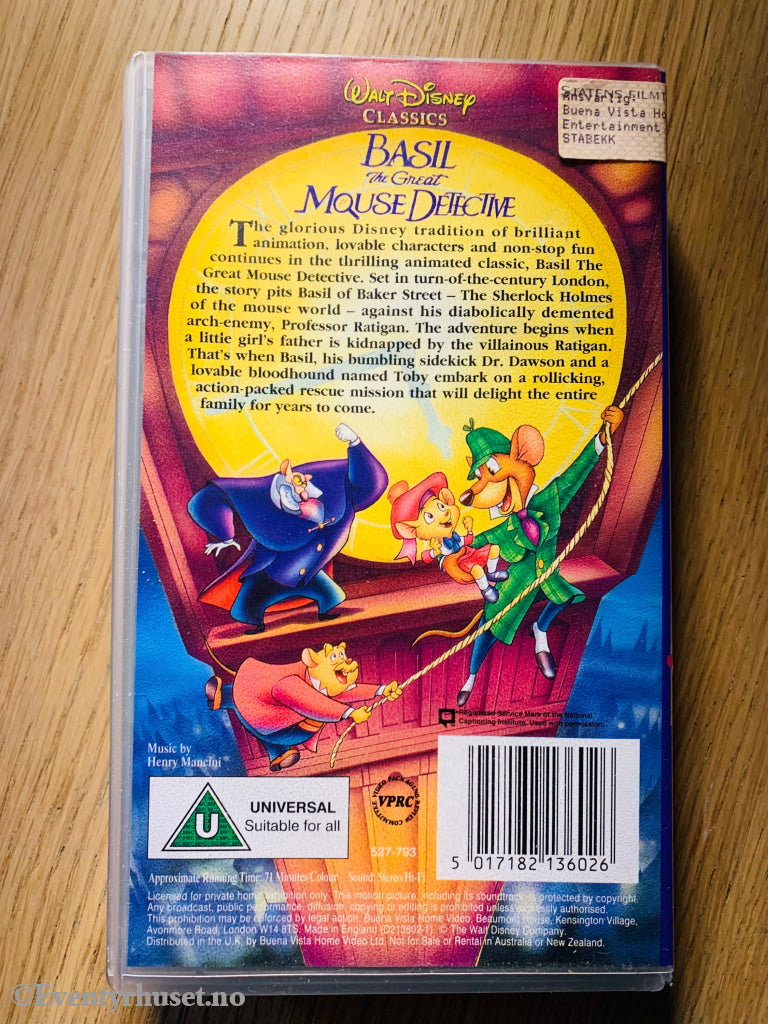 Disney Vhs. Basil The Great Mouse Detective. Solgt I Norge! Vhs