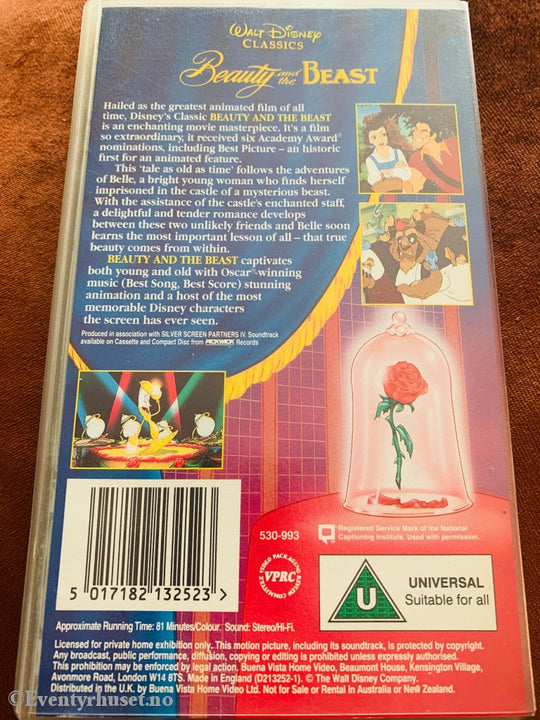 Disney Vhs. Beauty And The Beast. Solgt I Norge! Vhs