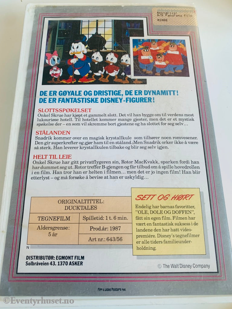 Disney Vhs Big Box. Ole Dole Og Doffen På Eventyr. 1987. (Ducktales). Box