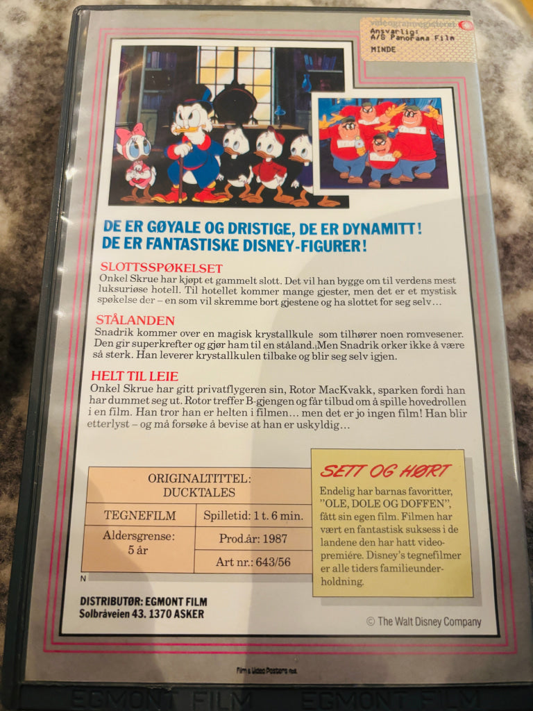 Disney VHS Big Box. Ole Dole og Doffen på eventyr. 1987. (DuckTales). VHS Big Box