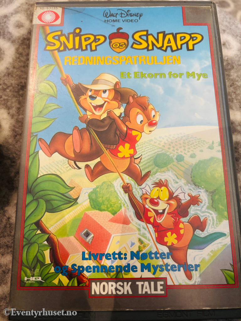 Disney VHS Big Box. Snipp og Snapp: Redningspatruljen. Vol. 2. Et Ekorn for Mye. 1990. VHS Big Box. VHS Big Box