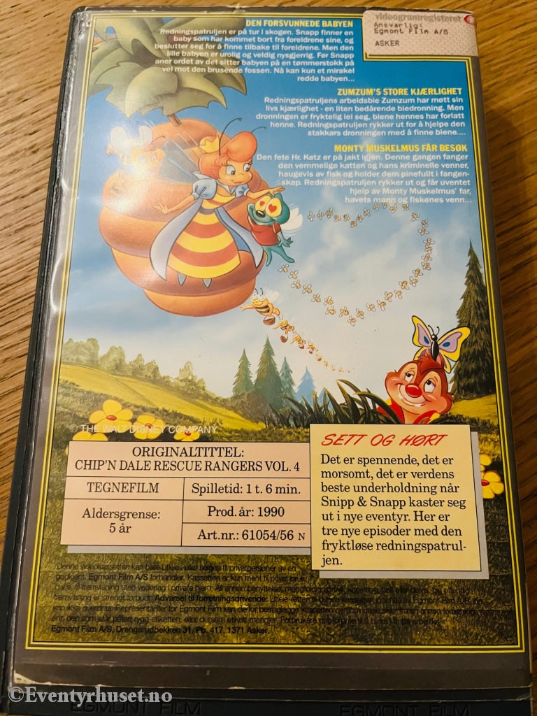 Disney Vhs Big Box. Snipp Og Snapp - Redningspatruljen. Vol. 4. Det Store Eksperimentet. 1990. Box