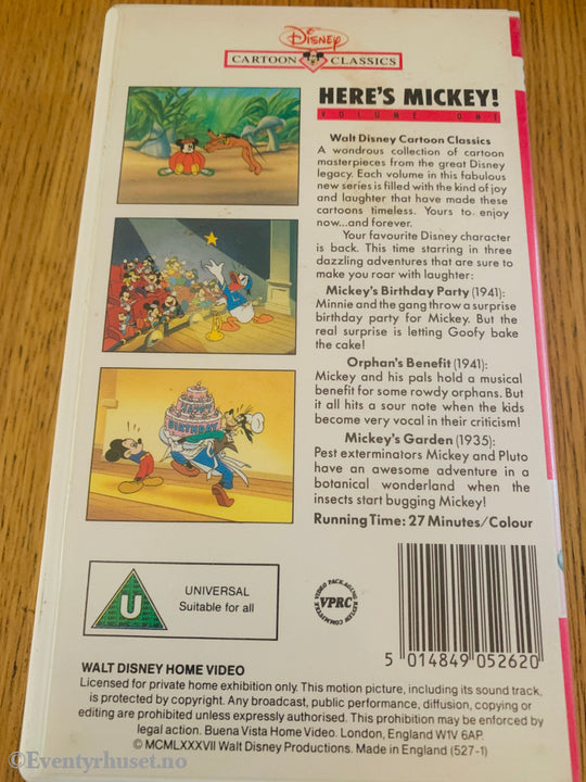 Disney VHS. Here's Mickey!. 1991.
