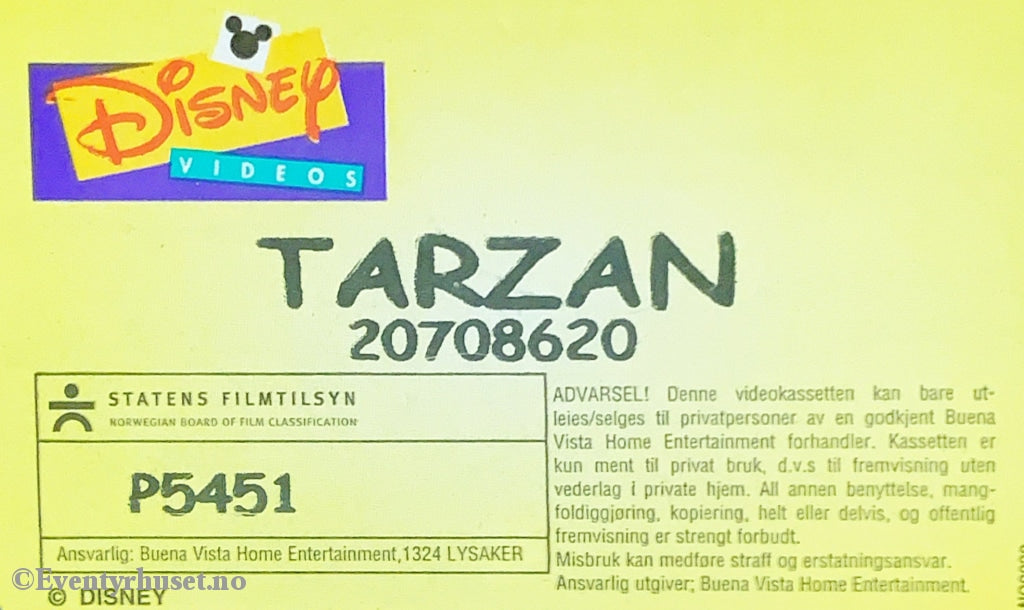 Disney Vhs Leiefilm. 20708620. Tarzan.