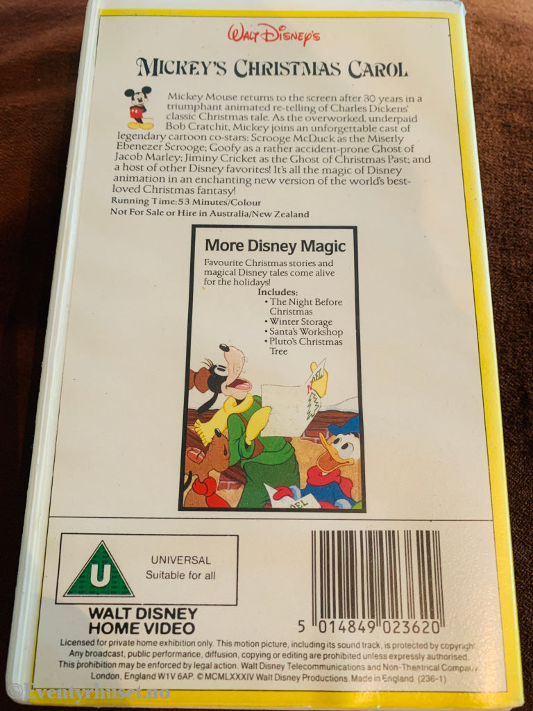Disney VHS. Mickey’s Christmas Carol. 1983. VHS.