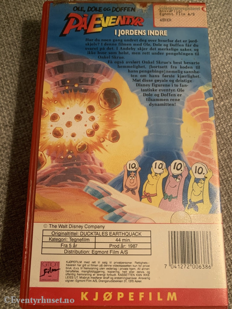 Disney Vhs. Ole Dole Og Doffen På Eventyr - I Jordens Indre. Vhs