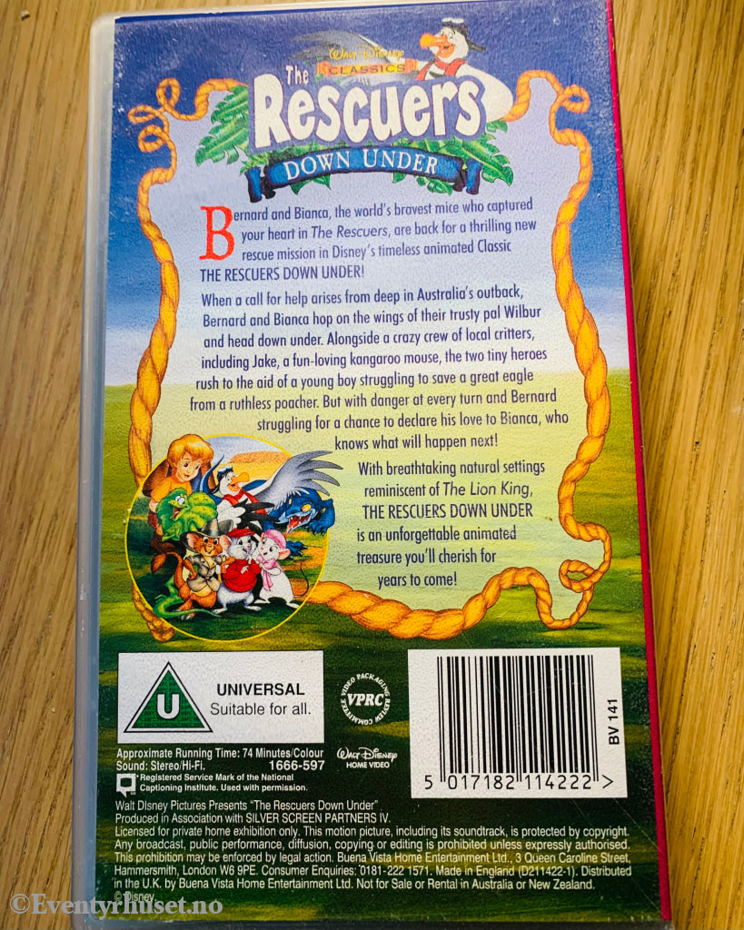 Disney Vhs. Rescuers - Down Under. Solgt I Norge! Vhs