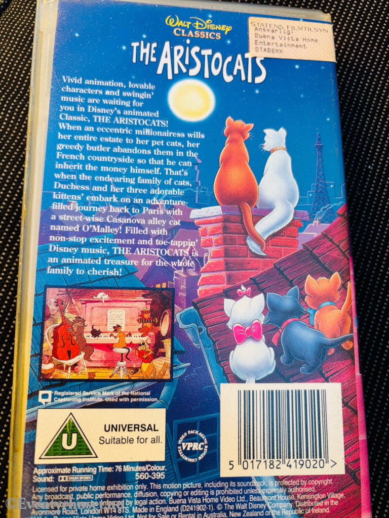 Disney VHS. The Aristocats. VHS. Solgt i Norge! VHS