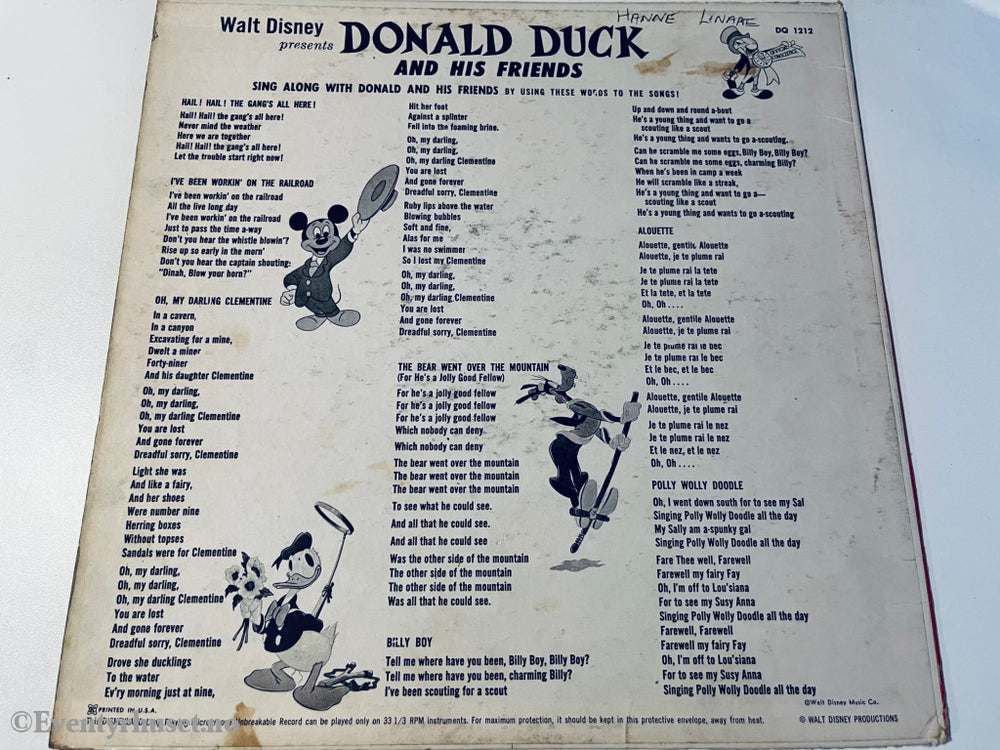 Disney’s Donald Duck And His Friends. 1960. Lp. Lp Plate