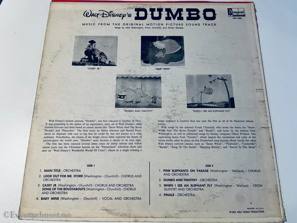 Disney’s Dumbo. 1963. Lp. Lp Plate