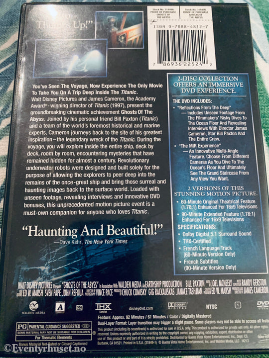 Disney’s Ghost Of The Abyss. Dvd. Dvd