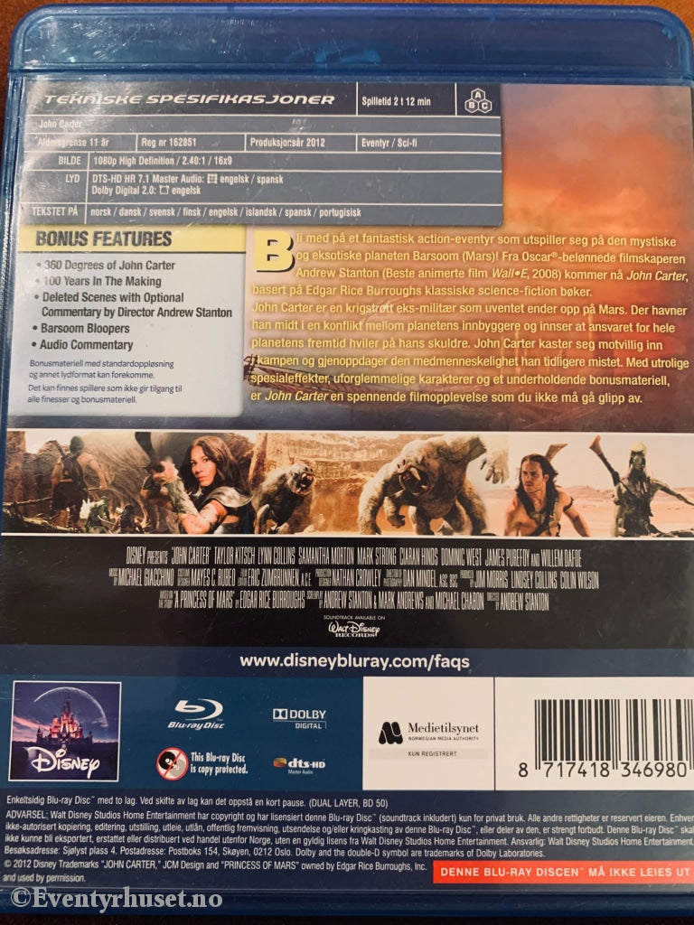 Disneys John Carter. Blu-Ray. Blu-Ray Disc