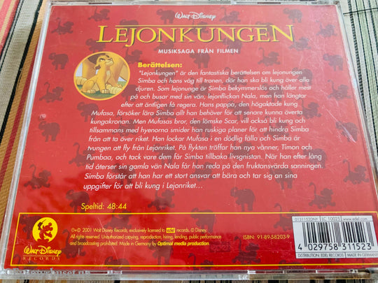 Disney’s Løvenes Konge. 1994. Cd. Svensk Utgave. Cd