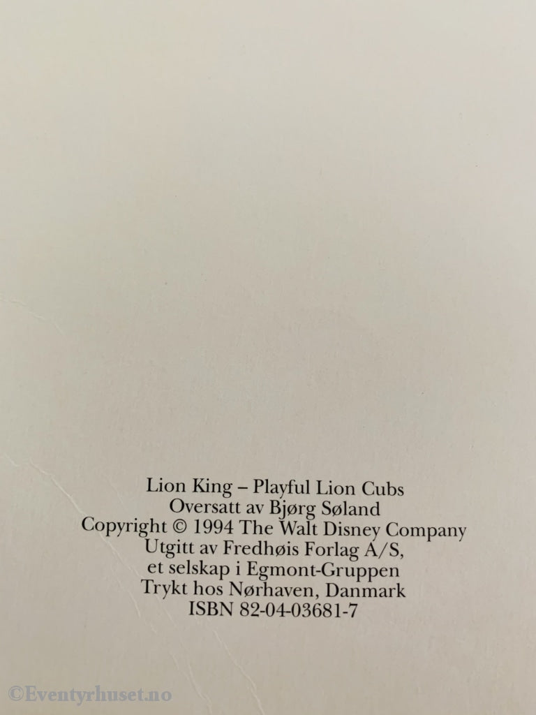 Disneys Løvenes Konge - Løveungene Leker. 1994. Hefte Nr. 9 I Serien.