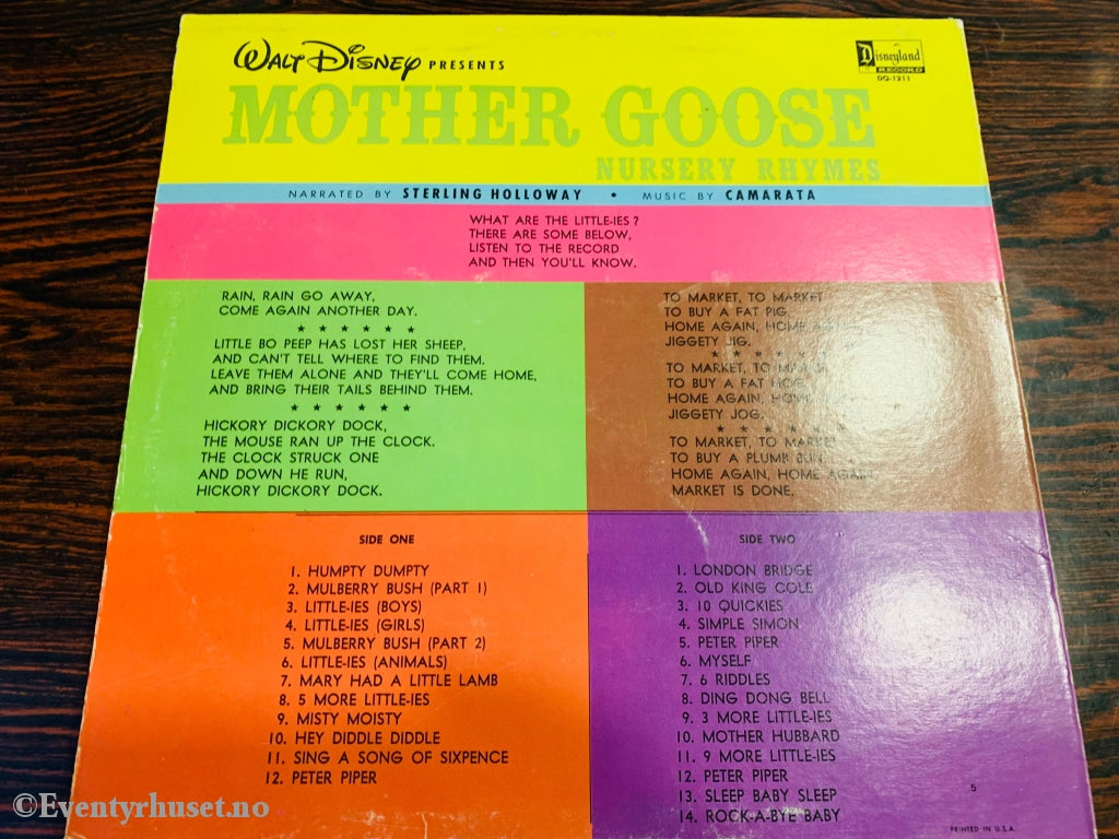 Disneys Sterling Holloway - Mother Goose Nursery Rhymes A Treasury Of Best Loved Songs And Poems.
